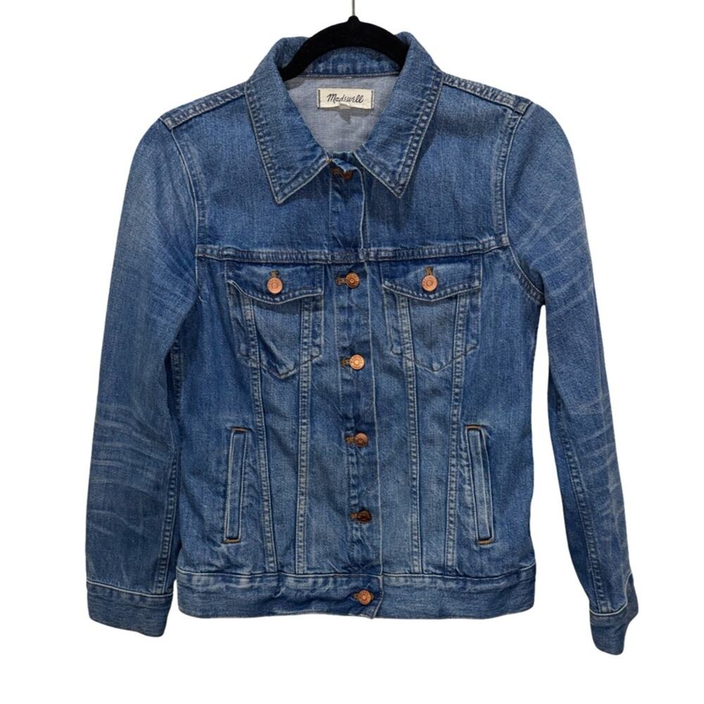 Madewell Blue Distressed Cotton Denim Jacket M - Picture 2 of 8